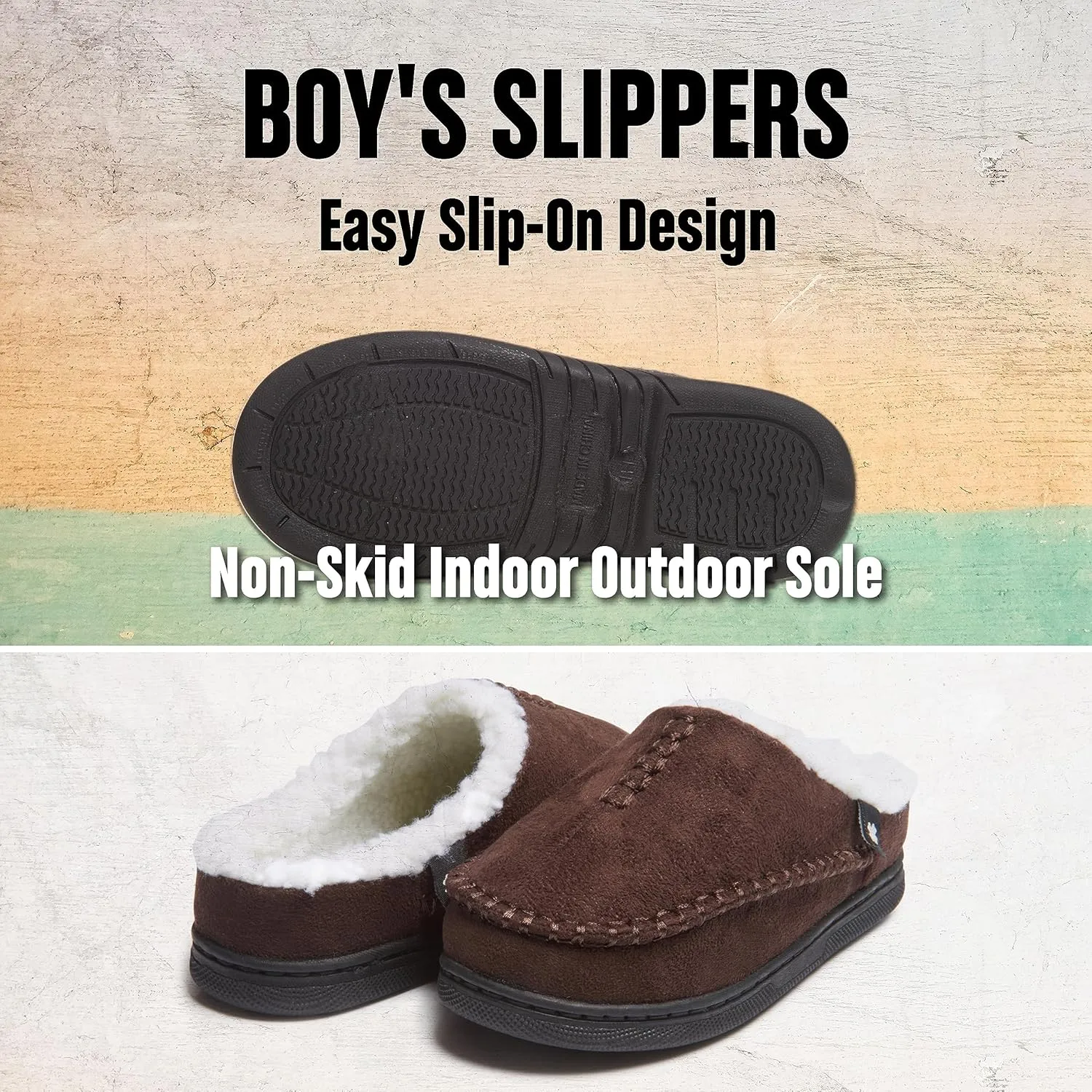 Lucky Brand Boy's Fleece Clog Micro Suede Tab Slippers ?C Comfortable and Cozy Footwear for Boys