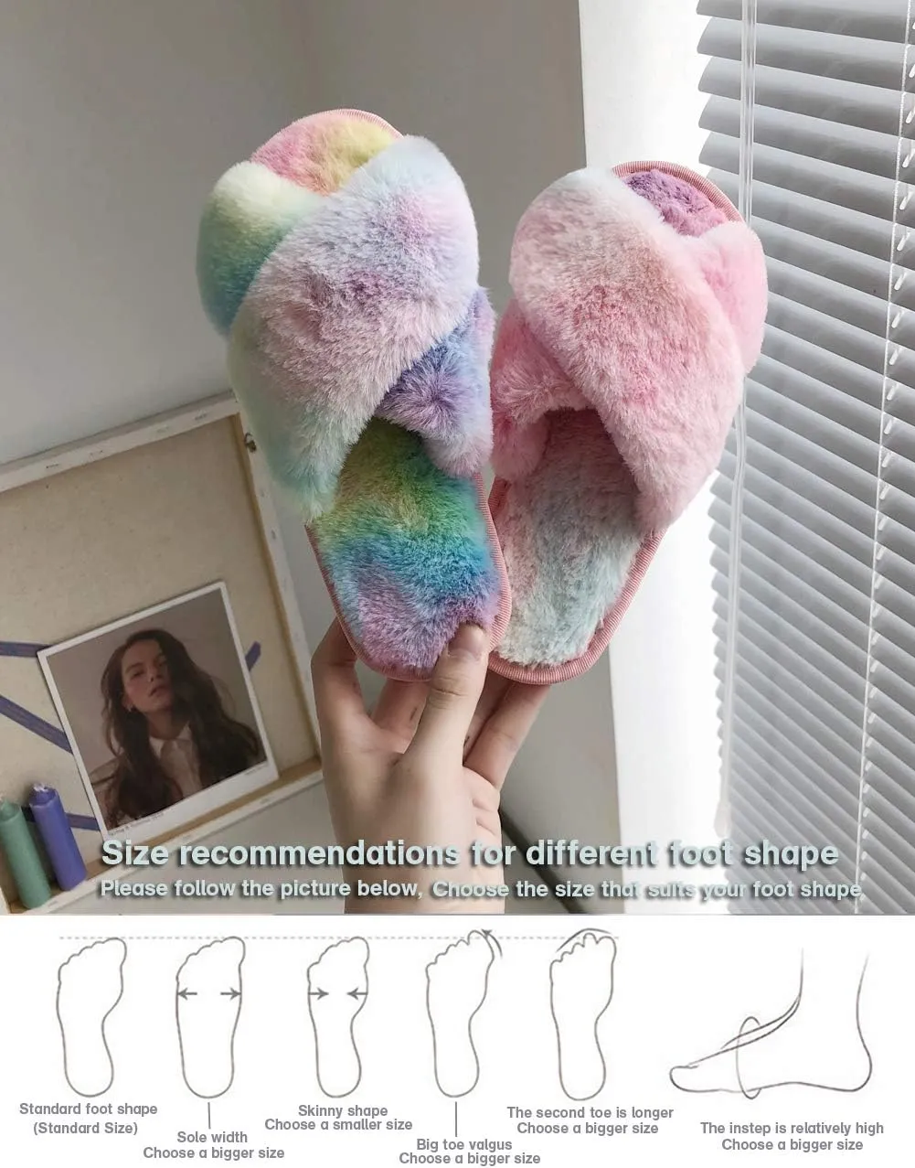 LZLER Women??s Cross Band Slippers, Soft Plush Fleece Lightweight Non Slip Open Toe Flip Flop Shoes House Indoor Outdoor Fur Fuzzy Slippers
