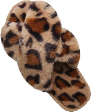 LZLER Women??s Cross Band Slippers, Soft Plush Fleece Lightweight Non Slip Open Toe Flip Flop Shoes House Indoor Outdoor Fur Fuzzy Slippers