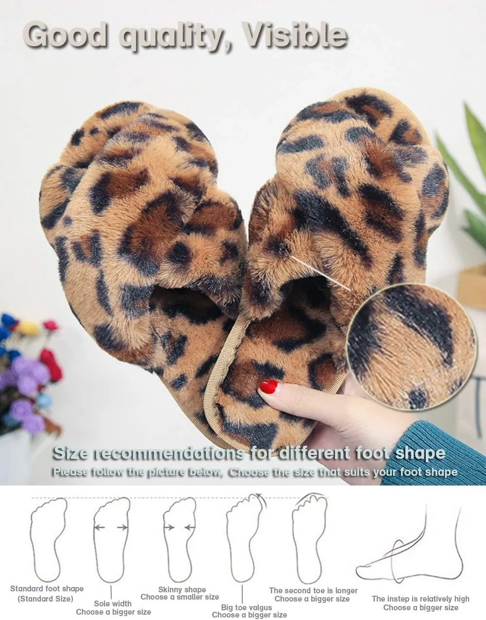 LZLER Women??s Cross Band Slippers, Soft Plush Fleece Lightweight Non Slip Open Toe Flip Flop Shoes House Indoor Outdoor Fur Fuzzy Slippers