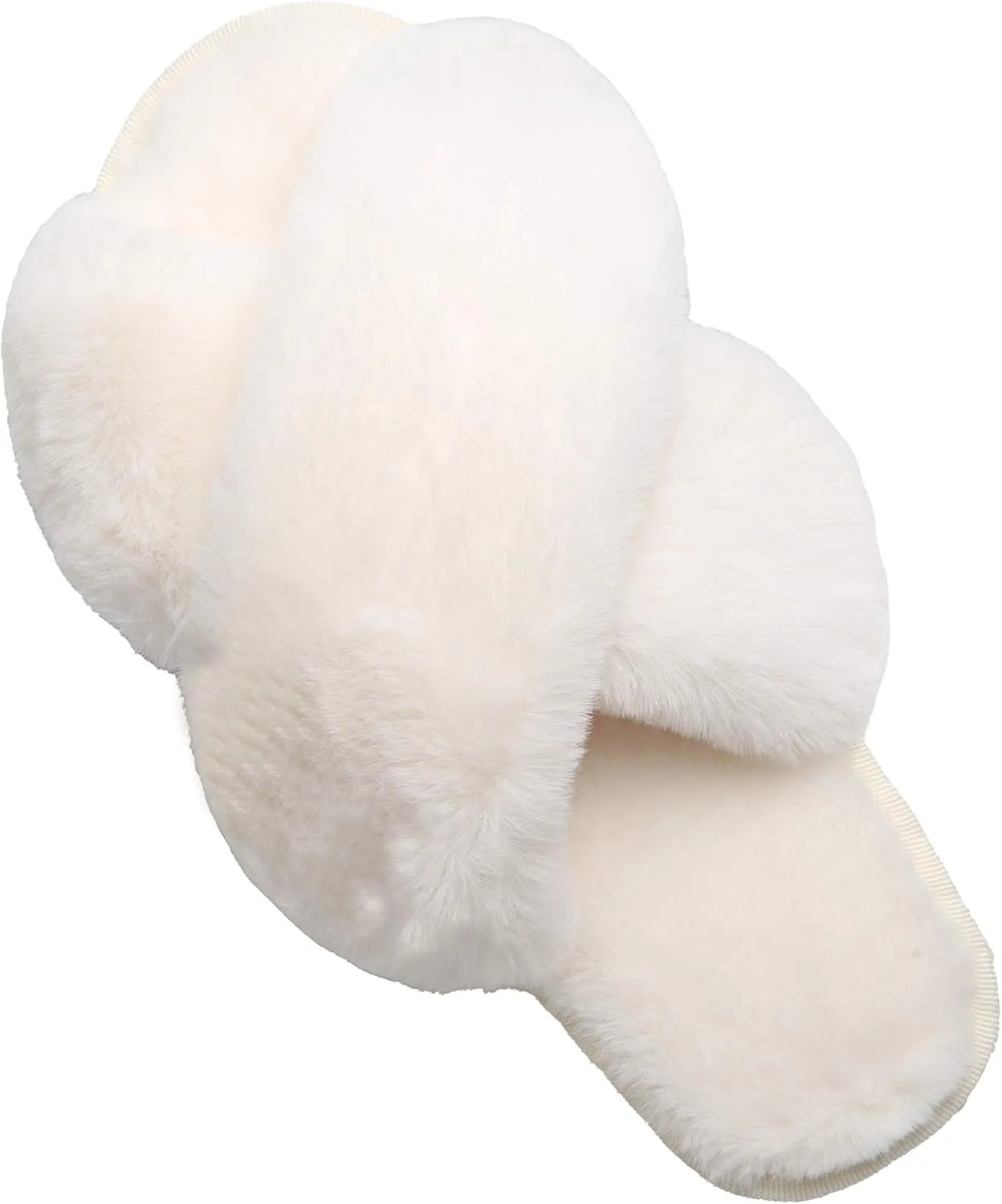 LZLER Women??s Cross Band Slippers, Soft Plush Fleece Lightweight Non Slip Open Toe Flip Flop Shoes House Indoor Outdoor Fur Fuzzy Slippers