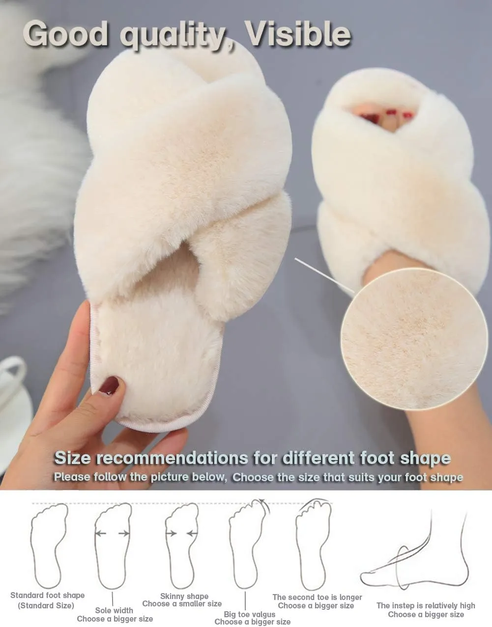 LZLER Women??s Cross Band Slippers, Soft Plush Fleece Lightweight Non Slip Open Toe Flip Flop Shoes House Indoor Outdoor Fur Fuzzy Slippers