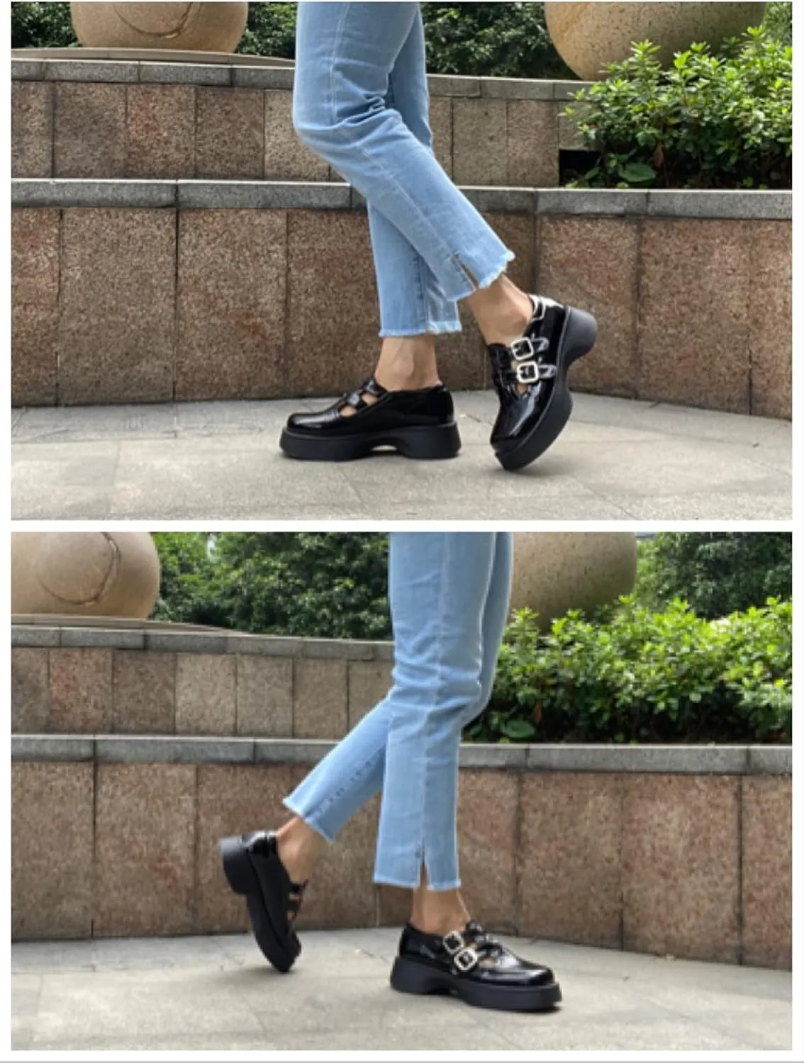 Mary Jane Shoes for Women Girls, Black Platform Mary Janes Chunky Heel T-Strap Kawaii Lolita School Shoes