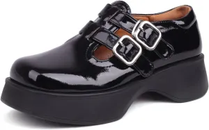 Mary Jane Shoes for Women Girls, Black Platform Mary Janes Chunky Heel T-Strap Kawaii Lolita School Shoes