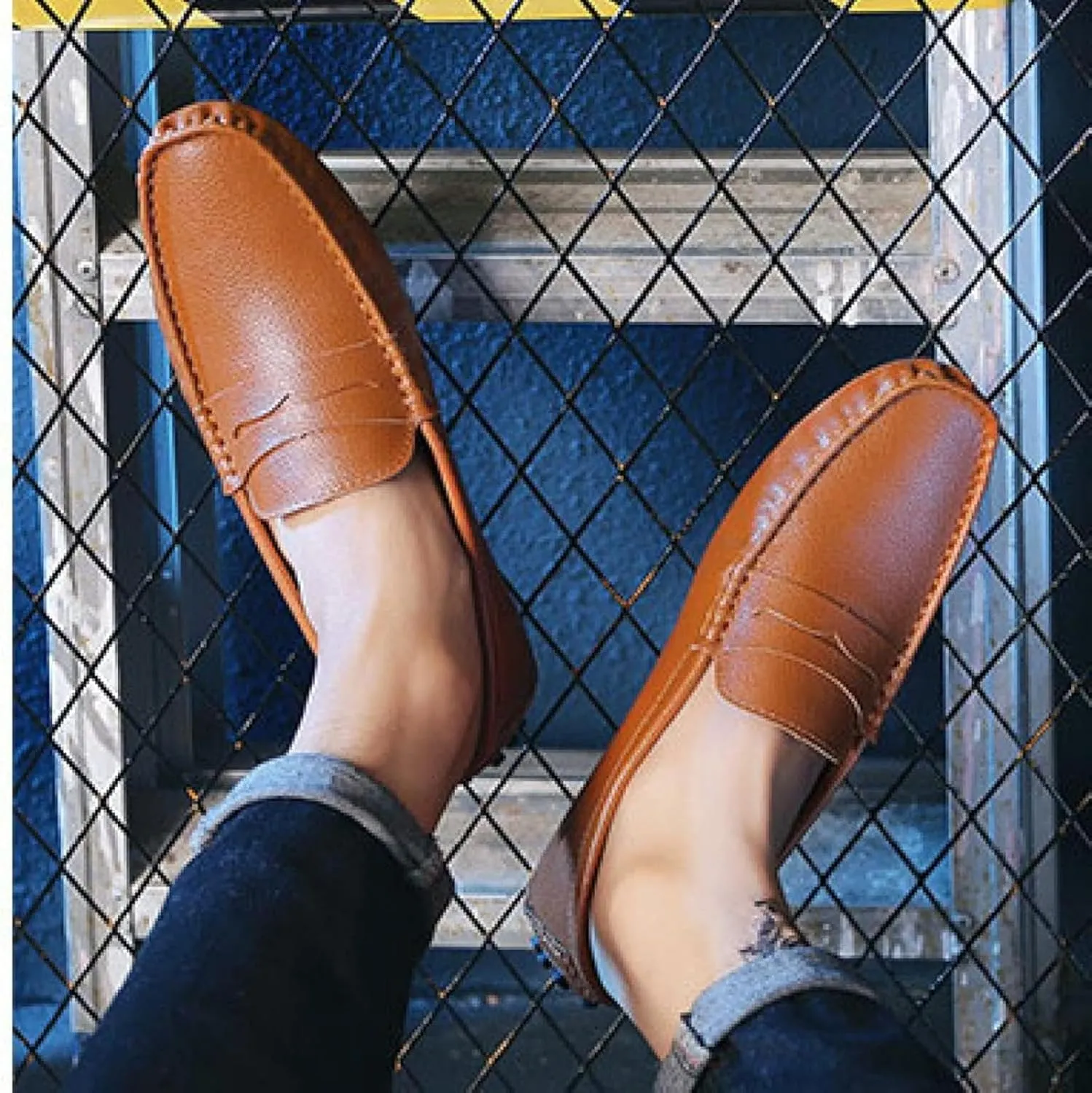 Men's Artificial Leather Penny Loafers, Casual Slippers, Driving Daily Casual Flat Shoes, Loafers