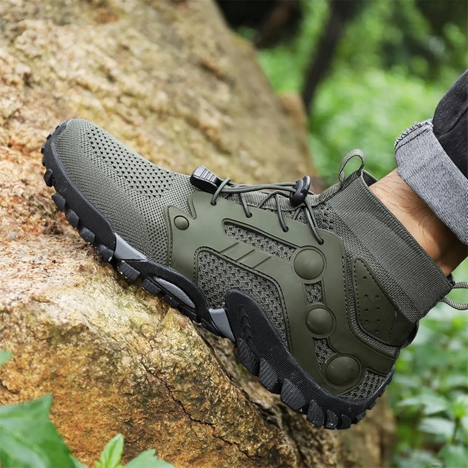 Men's Breathable Outdoor High Rise Hiking Shoes Non-Slip Adventure Ankle Trekking Boots