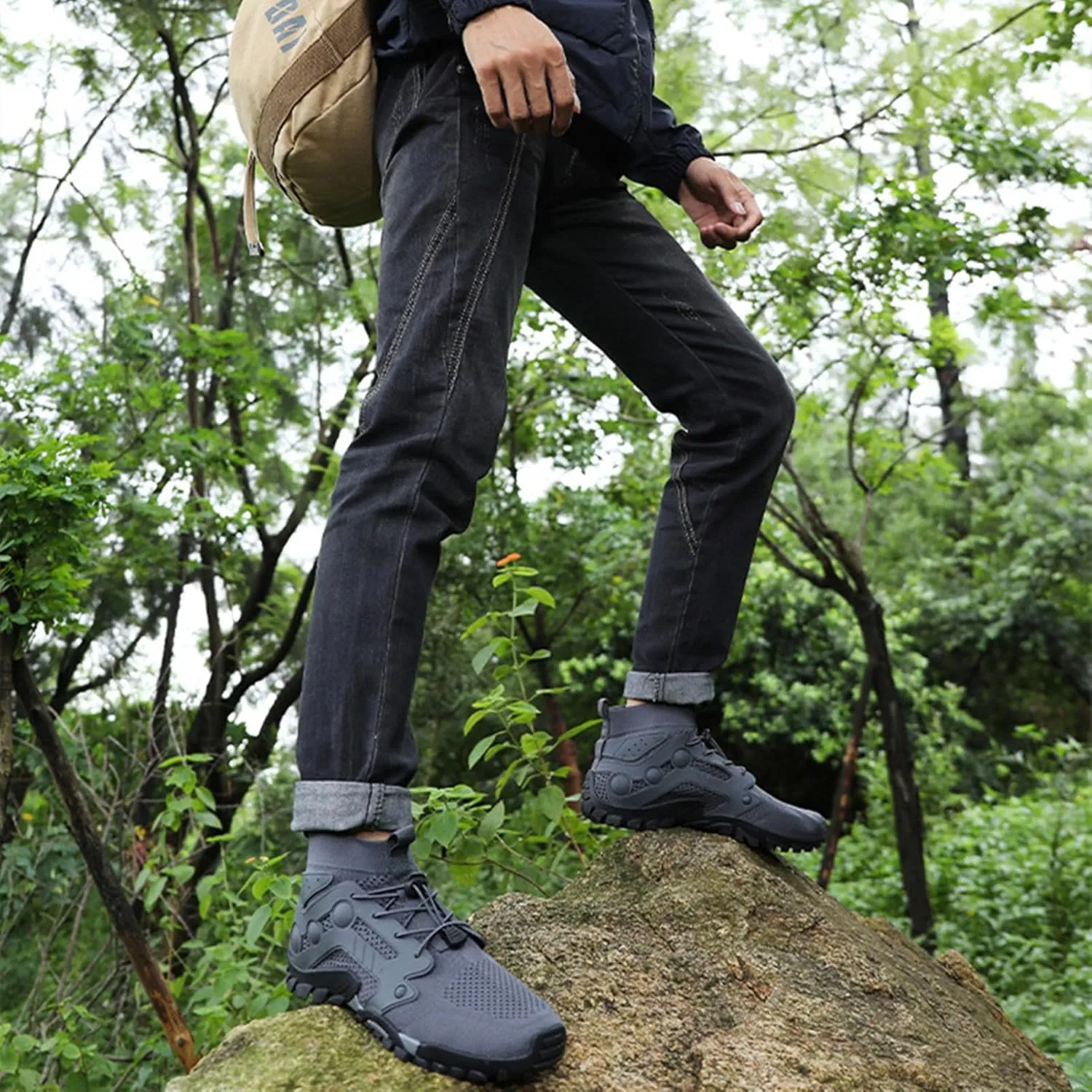 Men's Breathable Outdoor High Rise Hiking Shoes Non-Slip Adventure Ankle Trekking Boots