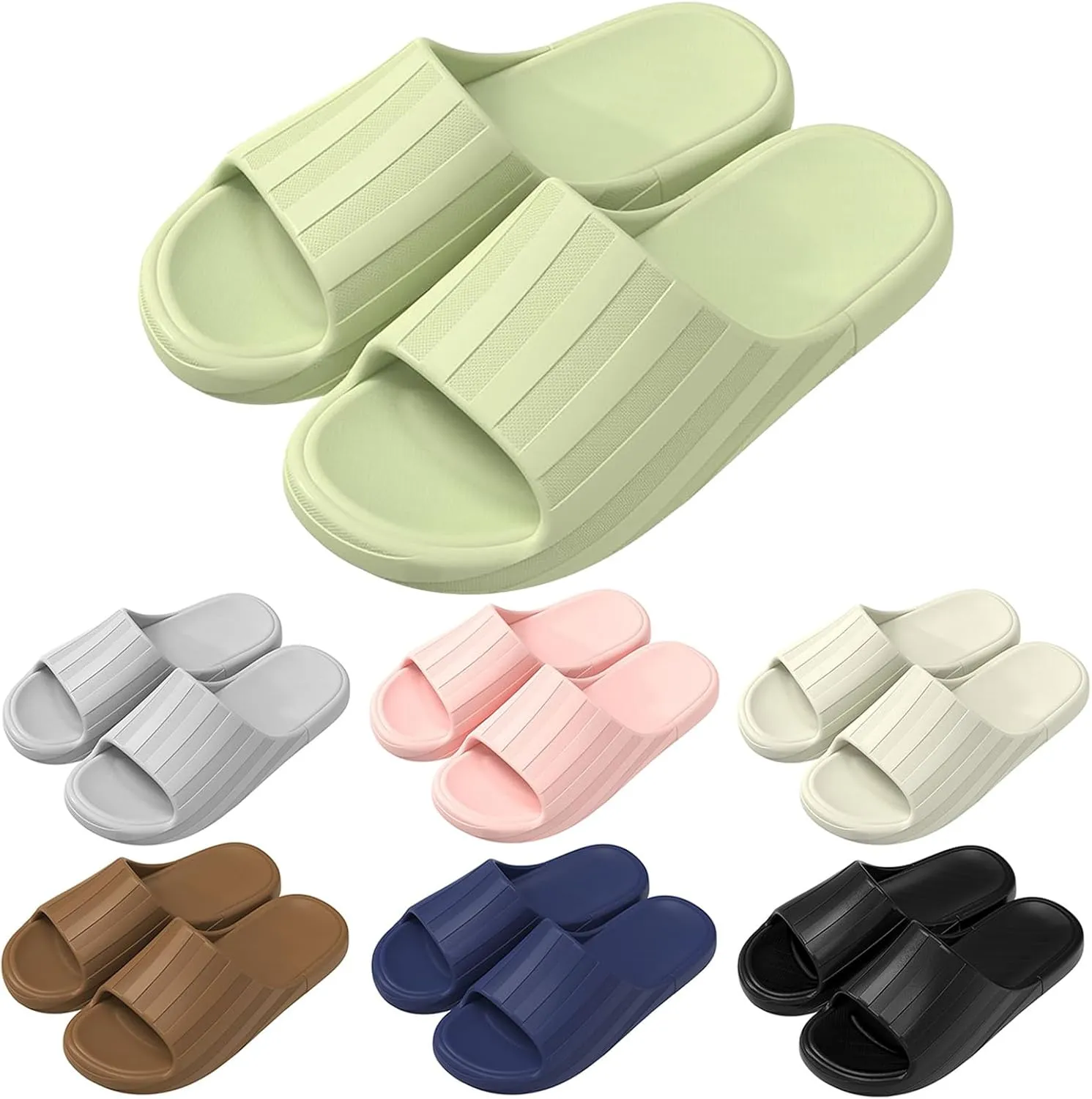 Men's Cloud Slides Pillow Slippers for Shower Sandals Flat Sandals