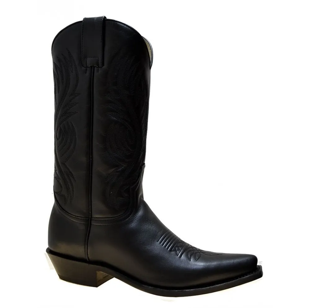 Men's Cowboy Boots Sendra 2605 Black Leather Cuban Heel