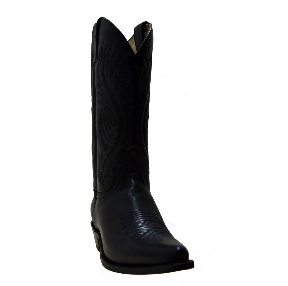 Men's Cowboy Boots Sendra 2605 Black Leather Cuban Heel