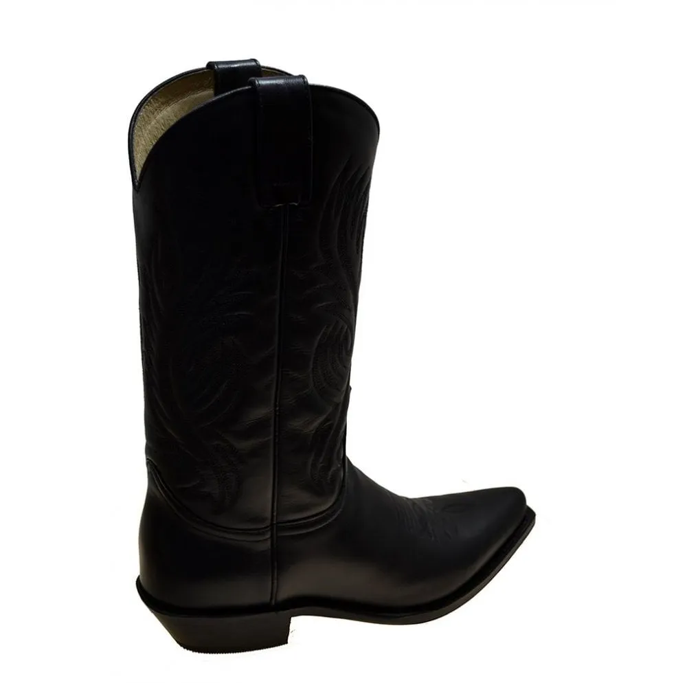Men's Cowboy Boots Sendra 2605 Black Leather Cuban Heel