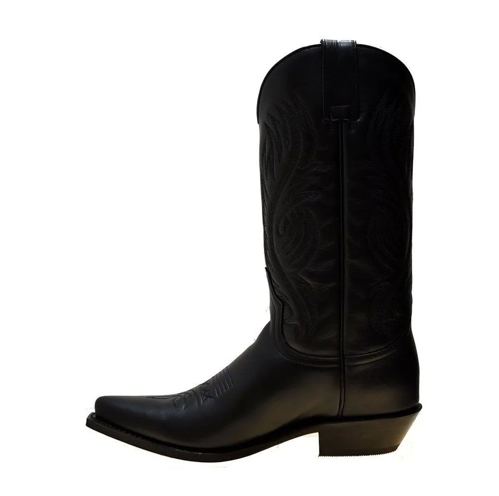 Men's Cowboy Boots Sendra 2605 Black Leather Cuban Heel