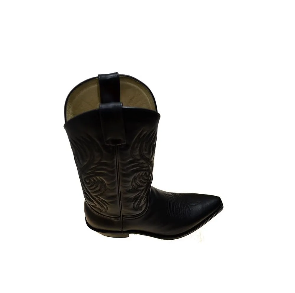 Men's Cowboy Boots Sendra 2605 Black Leather Cuban Heel
