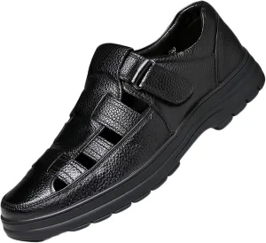 Mens Hiking Sandals Outdoor Sports Business Sandals Summer Beach Fisherman Leather Shoes Walking Closed Toe Sandals Casual Breathable Athletic Sandals