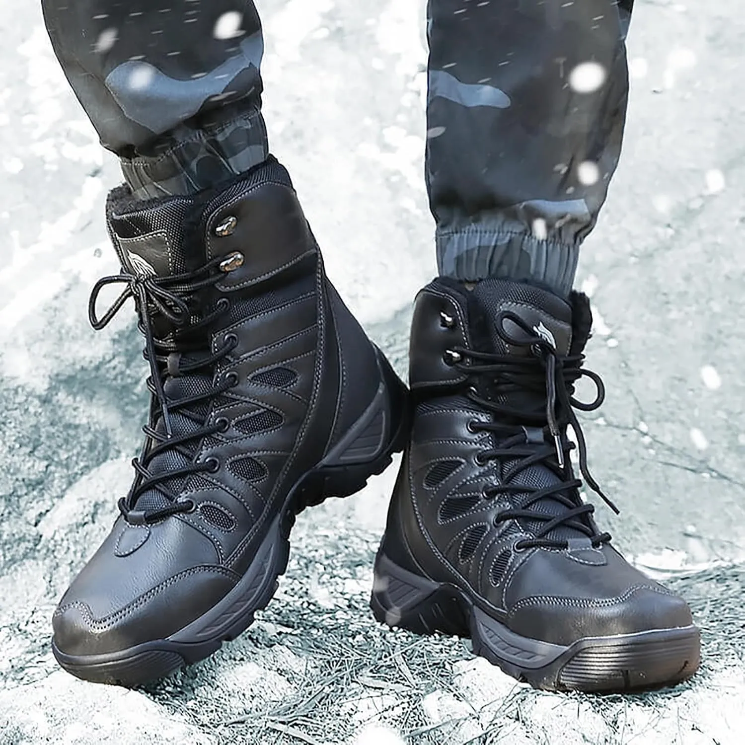 Men's Lace Up Breathable High Top Boots Waterproof Tactical Boots Military Army Outdoor Shoes For Hiking Climbing