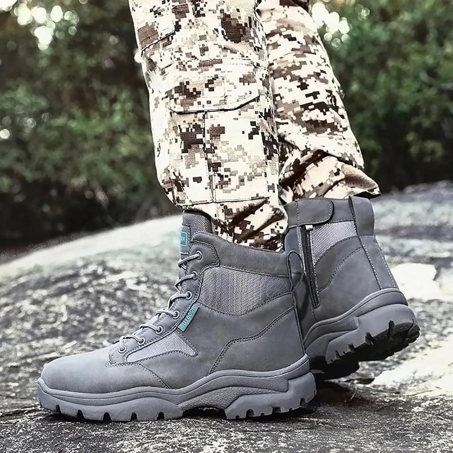 Men's Lace Up Breathable High Top Boots Waterproof Tactical Boots Military Army Outdoor Shoes For Hiking Climbing