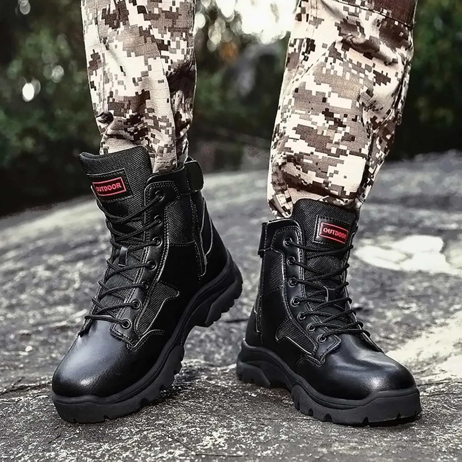Men's Lace Up Breathable High Top Boots Waterproof Tactical Boots Military Army Outdoor Shoes For Hiking Climbing