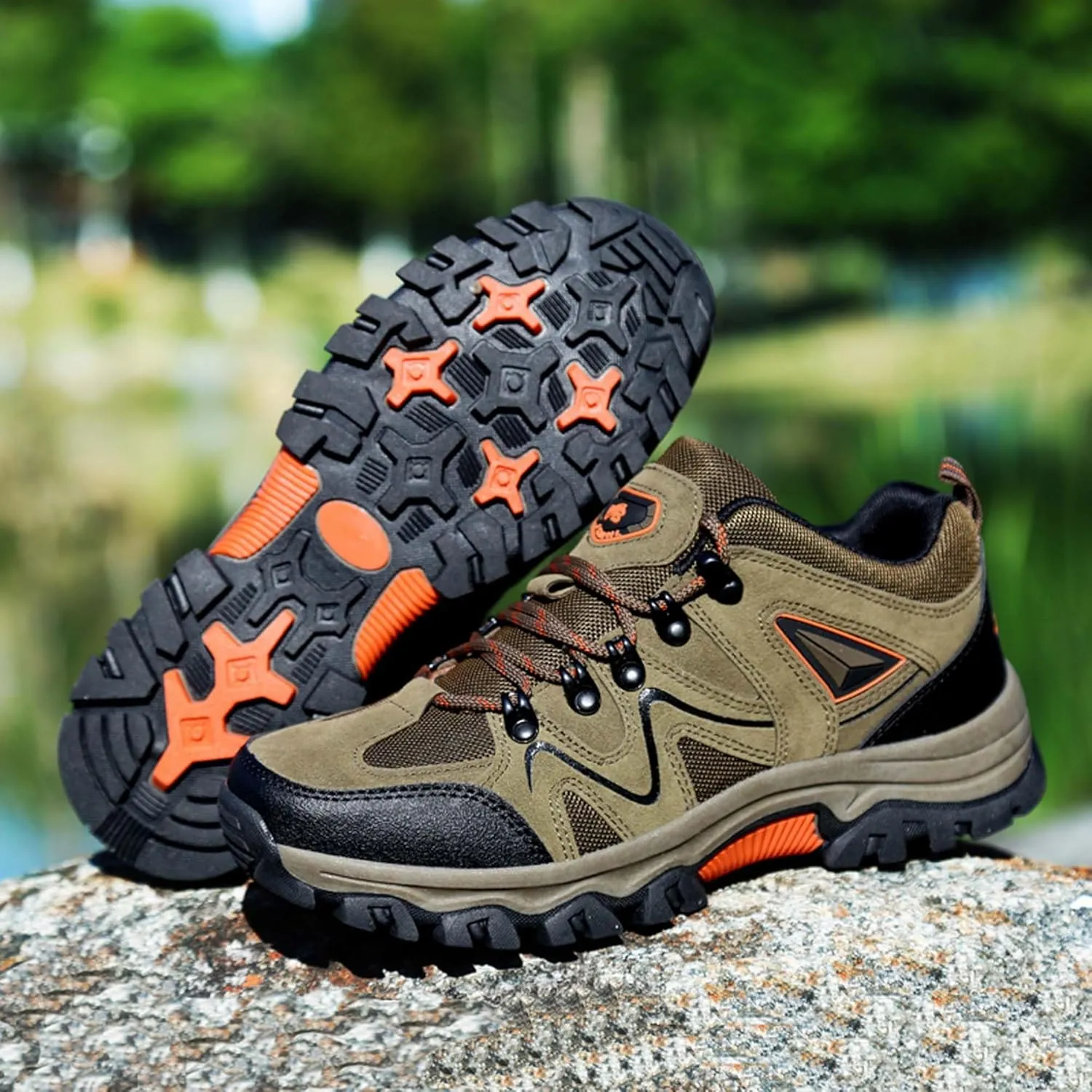 Mens Lace Up Low Top Hiking Shoes Rubber Soles Non Slip and Wear Resistant Climbing Shoes Lightweight and Breathable Scenic Spot Tourism Shoes Comfortable and Durable Hiking Walking Shoes