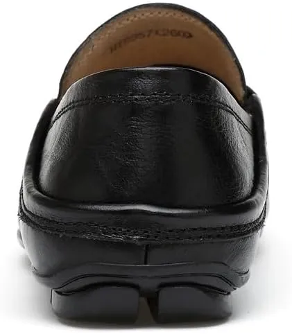 Mens Loafers Shoe Round Toe Leather Perforated Moccasins Loafer Shoes Anti-Slip Slip Resistant Flat Heel Classic Walking Slip-ons