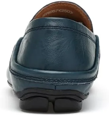 Mens Loafers Shoe Round Toe Leather Perforated Moccasins Loafer Shoes Anti-Slip Slip Resistant Flat Heel Classic Walking Slip-ons