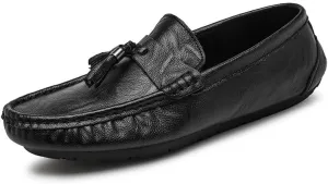 Men's Loafers Shoes Round Toe PU Leather Moccasins Shoes Flat Heel Slip Resistant Flexible Prom Slip-ons