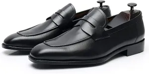 Men's Loafers Slip On Leather Driving Shoes Dress Formal Shoes Comfortable Wedding Shoes Non Slip Business Oxford Shoes,Black,7US/39EU