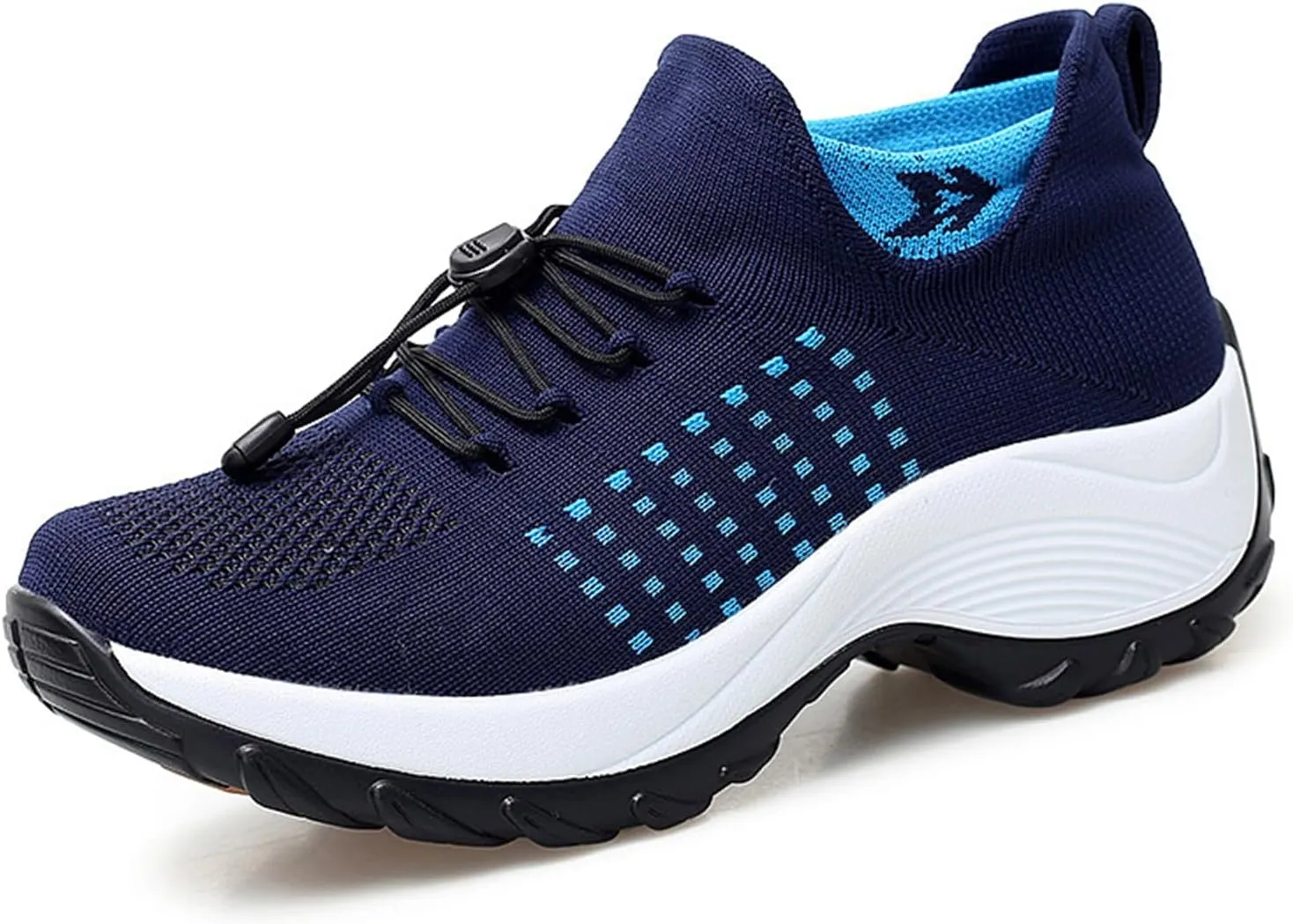 Mens Platform Sneakers Air Cushion for Day Walking, Orthopedic Stretch Breathable, Thick Rocker Bottom for Men Women