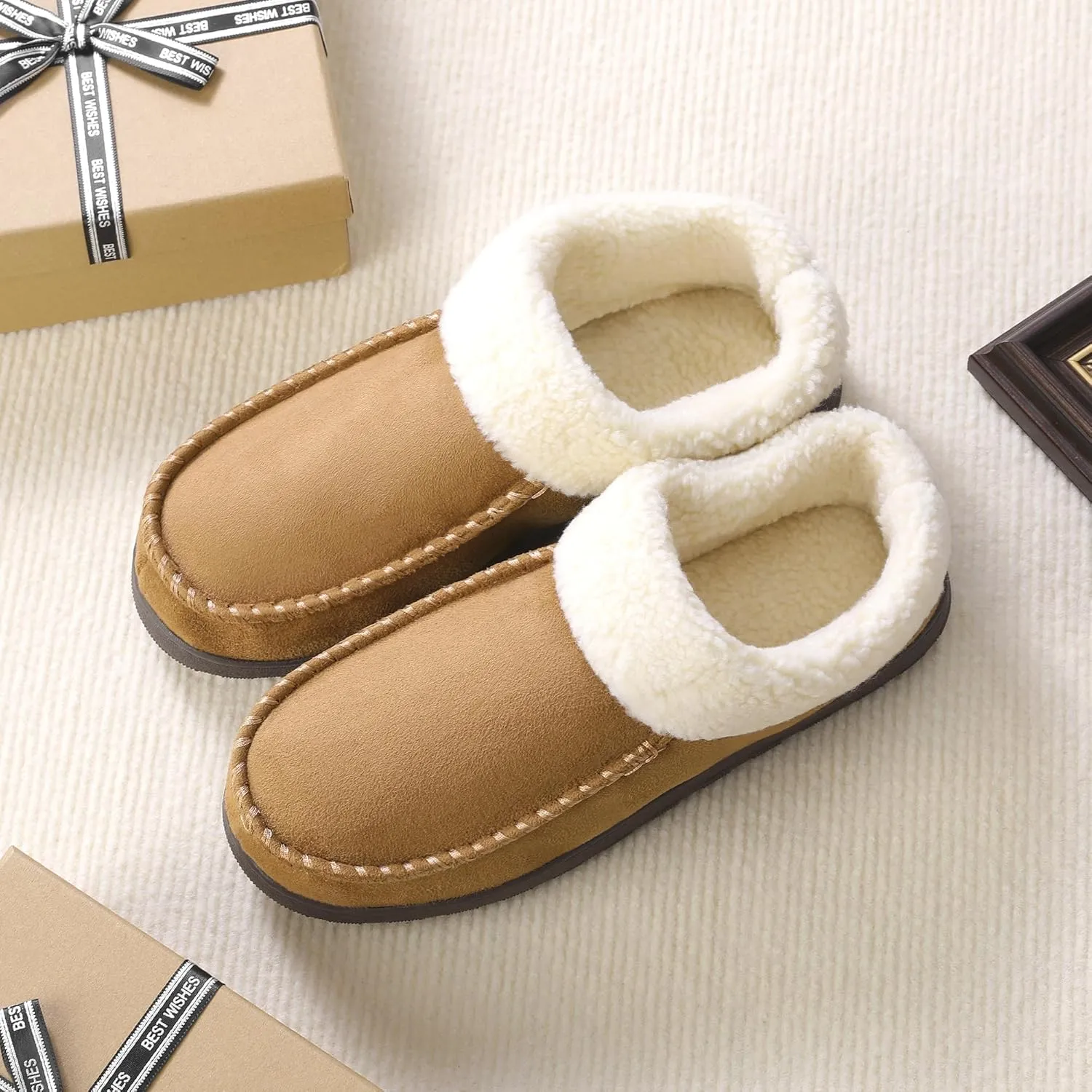 Men's Slippers House Shoes Furry Indoor&Outdoor Mocassin Anti-Slip slipper for men