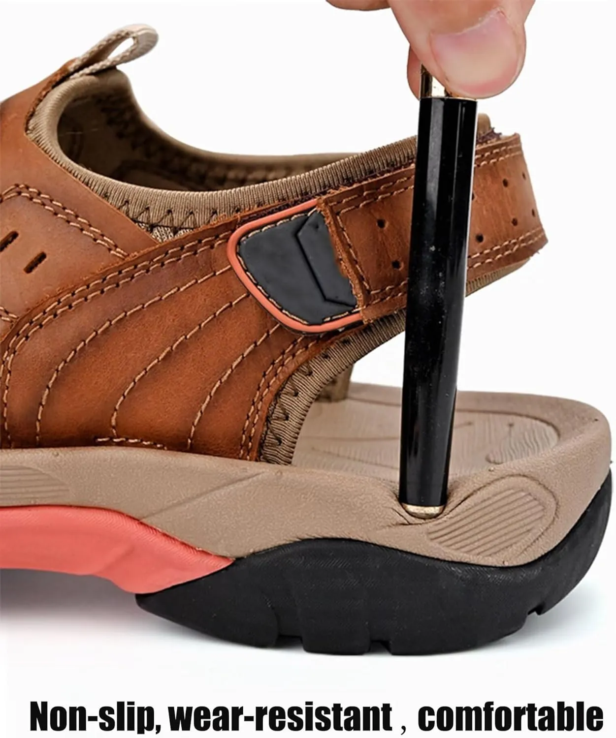 Mens Sport Sandals Closed Toe Outdoor Fisherman Shoes Leather Summer Beach Sandals Breathable Anti-Slip Driving Walking Hiking Sandals