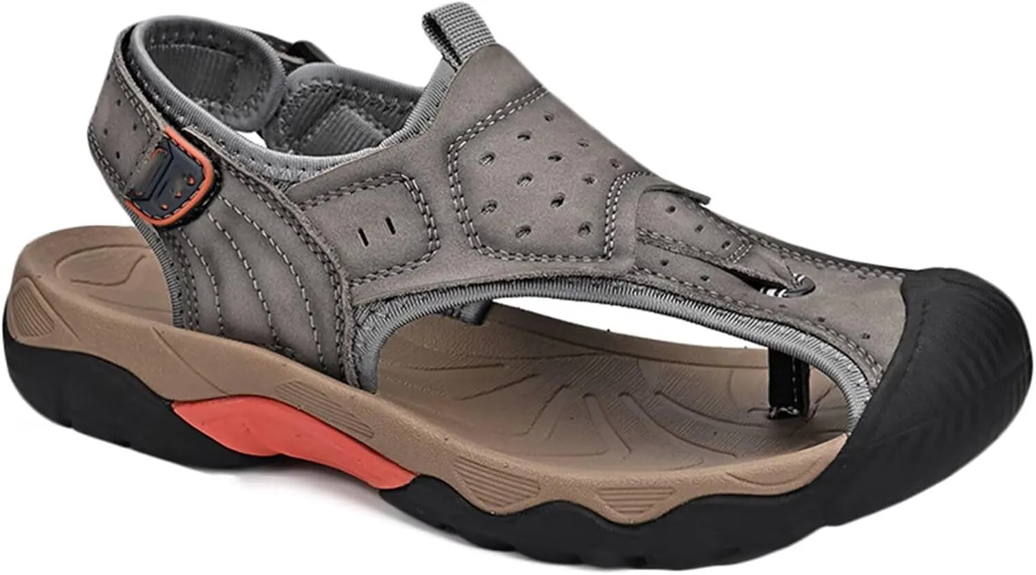 Mens Sport Sandals Closed Toe Outdoor Fisherman Shoes Leather Summer Beach Sandals Breathable Anti-Slip Driving Walking Hiking Sandals