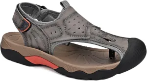 Mens Sport Sandals Closed Toe Outdoor Fisherman Shoes Leather Summer Beach Sandals Breathable Anti-Slip Driving Walking Hiking Sandals