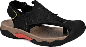 Mens Sport Sandals Closed Toe Outdoor Fisherman Shoes Leather Summer Beach Sandals Breathable Anti-Slip Driving Walking Hiking Sandals