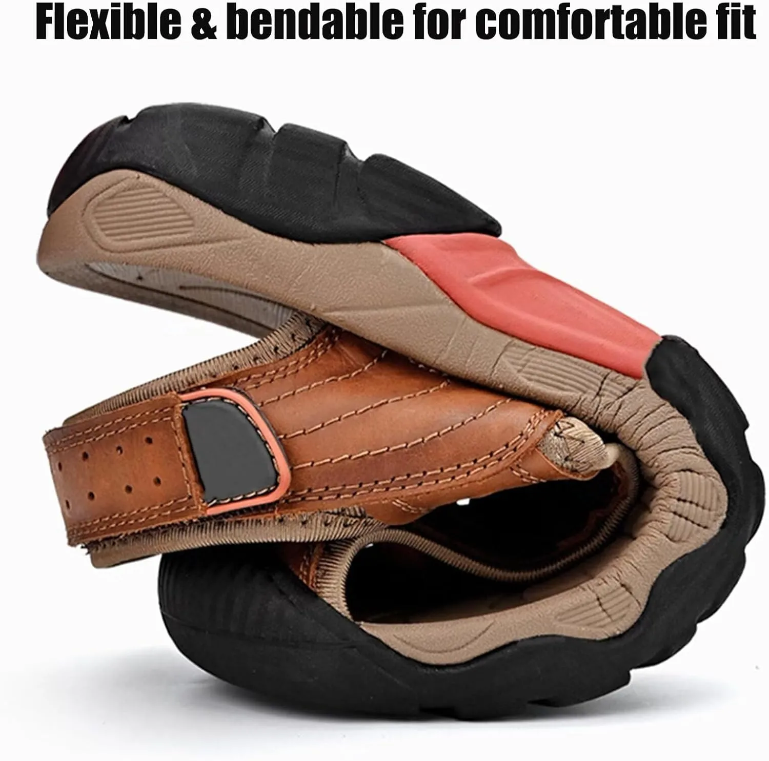 Mens Sport Sandals Closed Toe Outdoor Fisherman Shoes Leather Summer Beach Sandals Breathable Anti-Slip Driving Walking Hiking Sandals