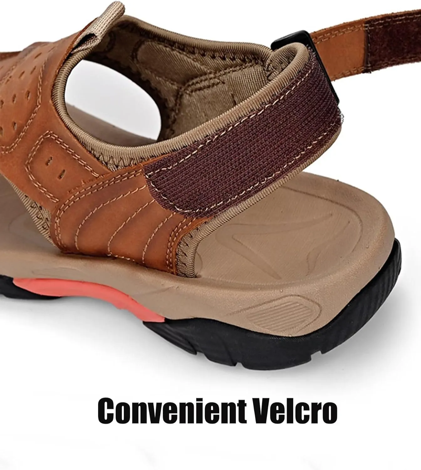 Mens Sport Sandals Closed Toe Outdoor Fisherman Shoes Leather Summer Beach Sandals Breathable Anti-Slip Driving Walking Hiking Sandals