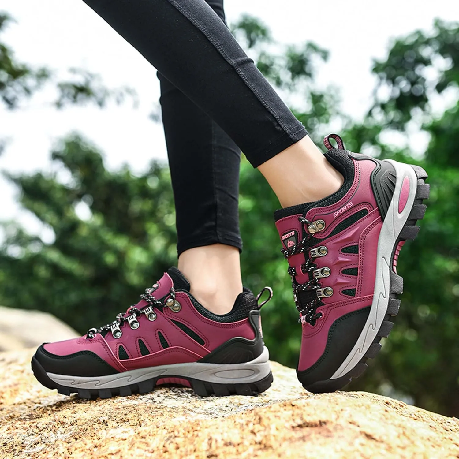 Men's Women's Waterproof Hiking Shoes Non-Slip Breathable Climbing Shoes Outdoor Sports Shoes Comfortable Lightweight Travel Camping Walking Shoes