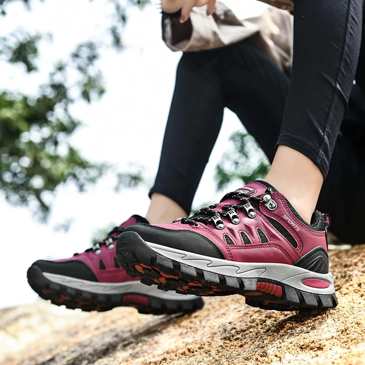 Men's Women's Waterproof Hiking Shoes Non-Slip Breathable Climbing Shoes Outdoor Sports Shoes Comfortable Lightweight Travel Camping Walking Shoes