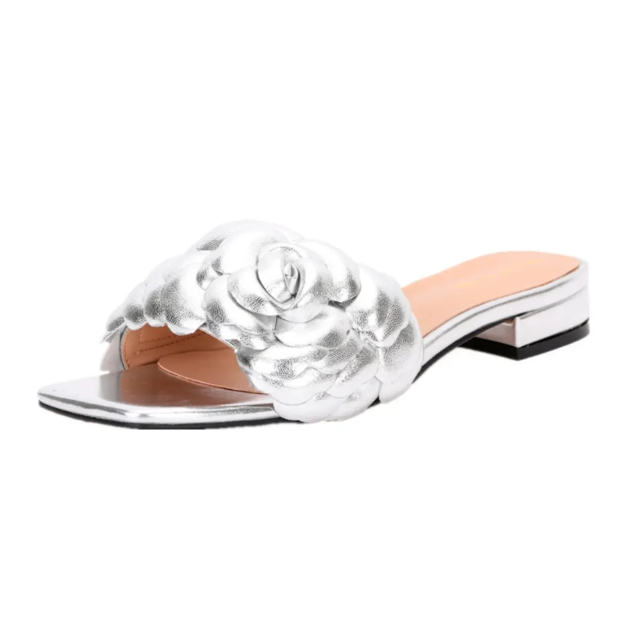 Merendy Roseo Low-Heel Open-Toe Slide Sandals