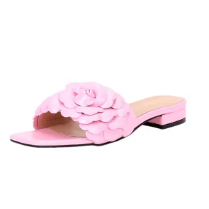 Merendy Roseo Low-Heel Open-Toe Slide Sandals
