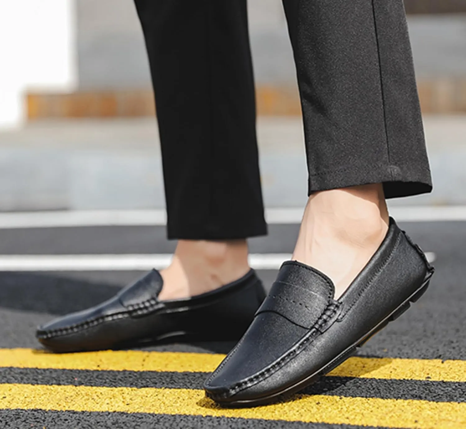 Minishion Boys Mens Casual Walking Loafers with Rubber Sole Comfort Driving Moccasins Shoes YY003