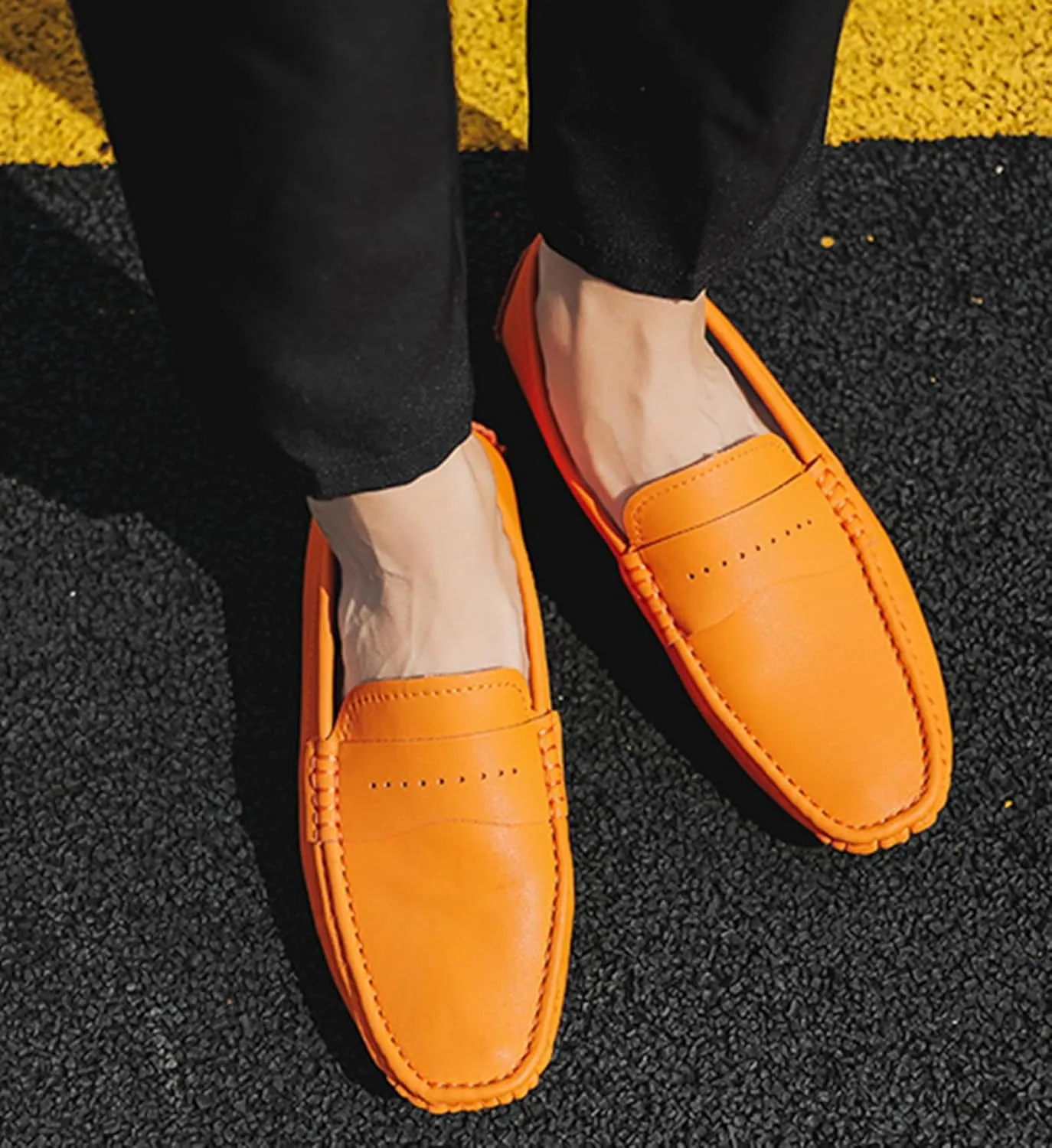 Minishion Boys Mens Casual Walking Loafers with Rubber Sole Comfort Driving Moccasins Shoes YY003