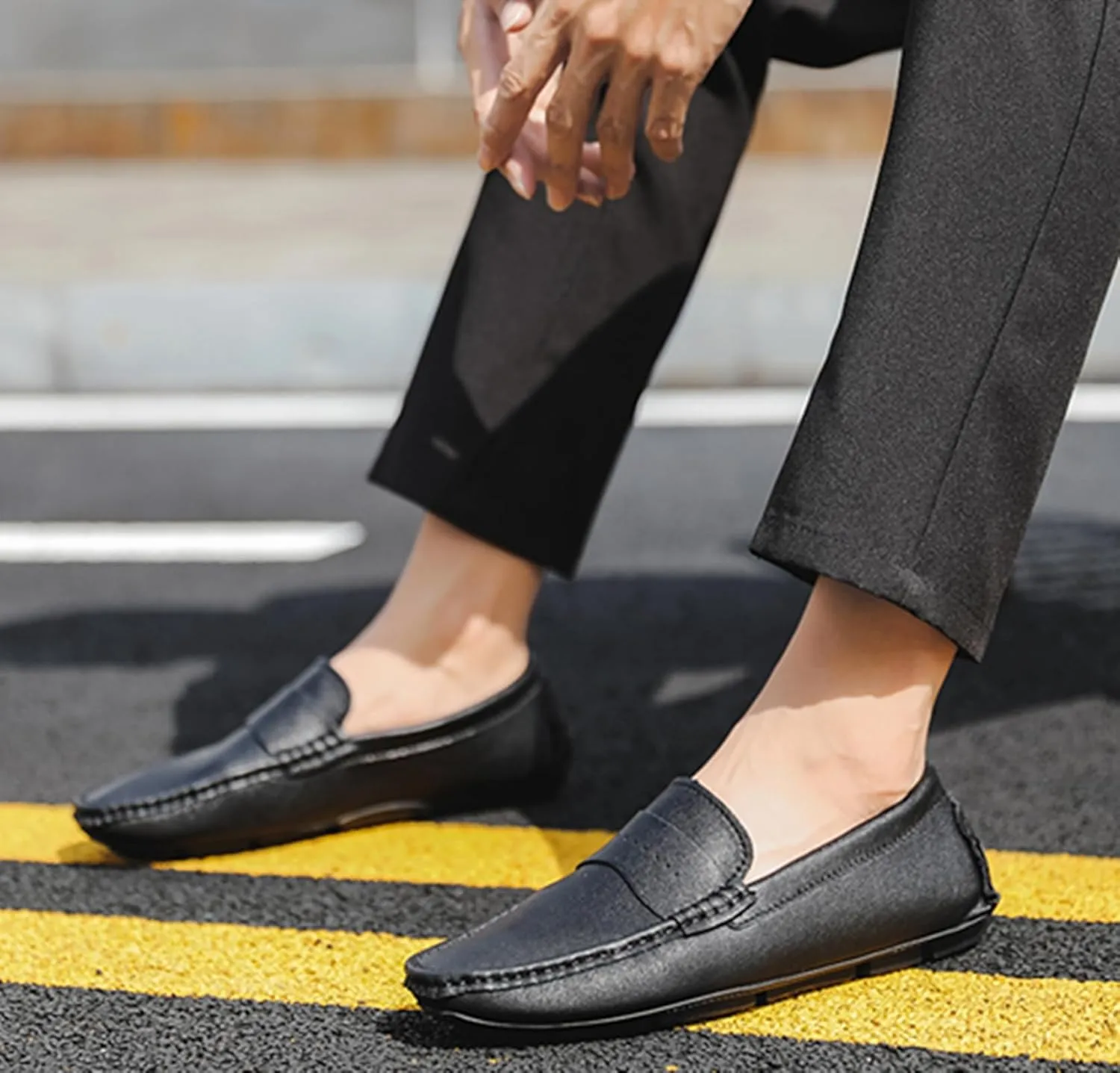 Minishion Boys Mens Casual Walking Loafers with Rubber Sole Comfort Driving Moccasins Shoes YY003