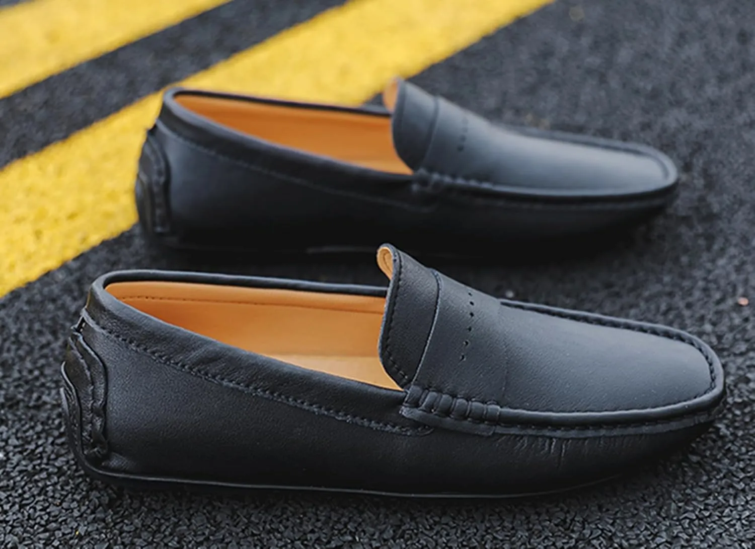 Minishion Boys Mens Casual Walking Loafers with Rubber Sole Comfort Driving Moccasins Shoes YY003