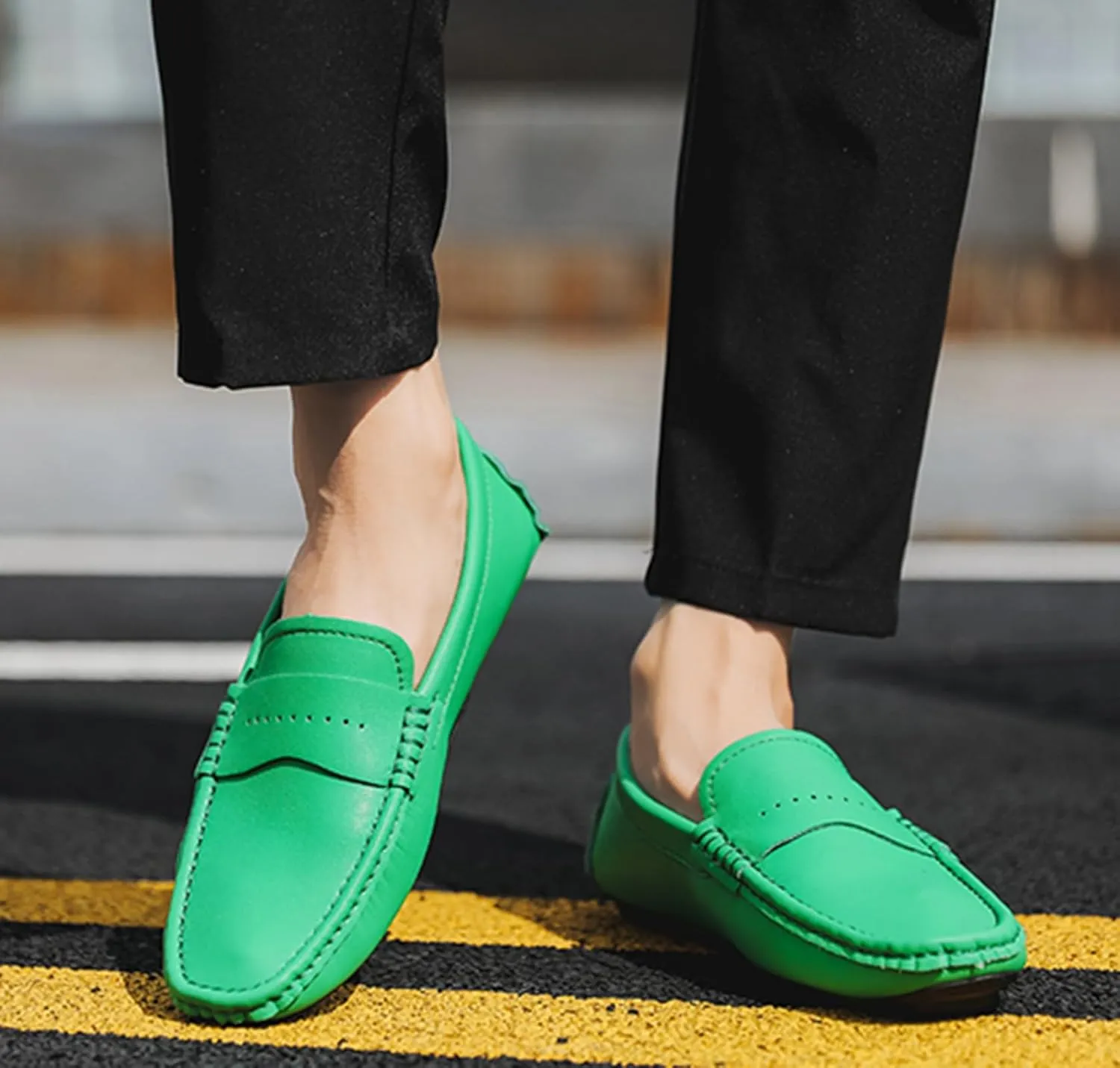 Minishion Boys Mens Casual Walking Loafers with Rubber Sole Comfort Driving Moccasins Shoes YY003