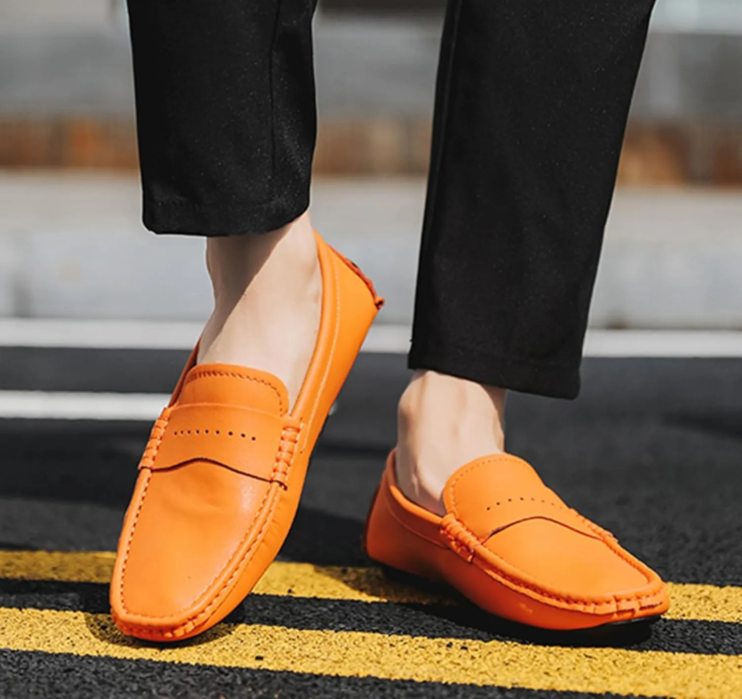 Minishion Boys Mens Casual Walking Loafers with Rubber Sole Comfort Driving Moccasins Shoes YY003