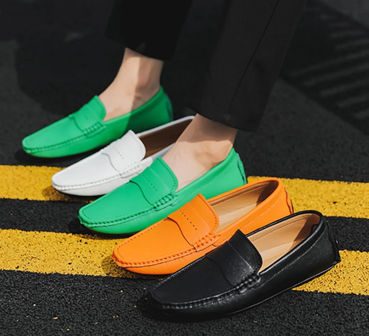 Minishion Boys Mens Casual Walking Loafers with Rubber Sole Comfort Driving Moccasins Shoes YY003