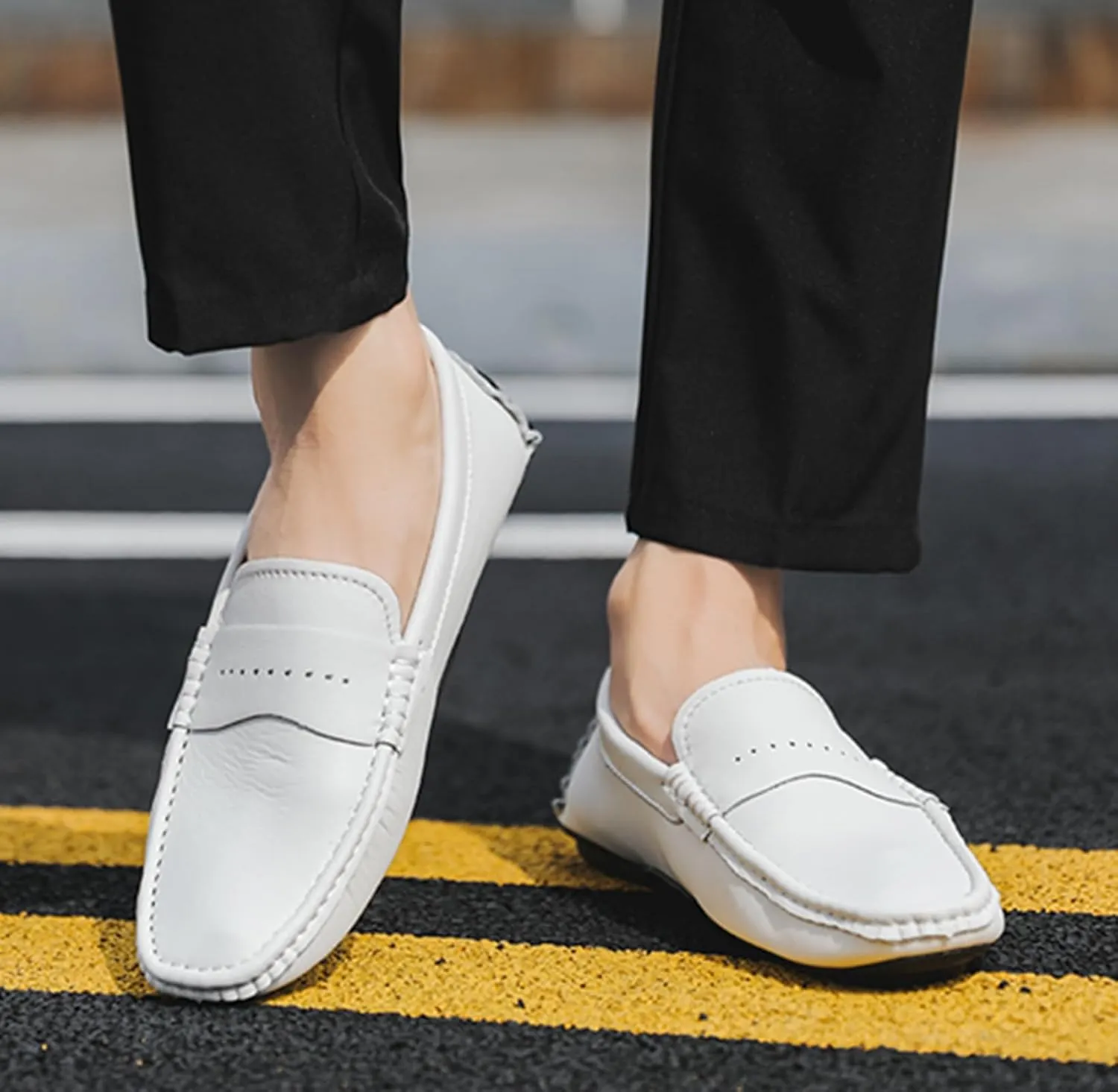 Minishion Boys Mens Casual Walking Loafers with Rubber Sole Comfort Driving Moccasins Shoes YY003