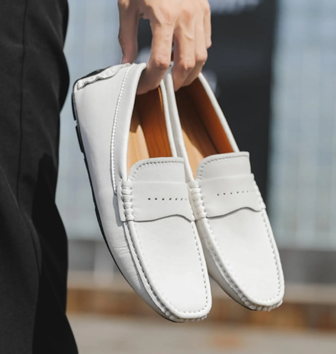 Minishion Boys Mens Casual Walking Loafers with Rubber Sole Comfort Driving Moccasins Shoes YY003