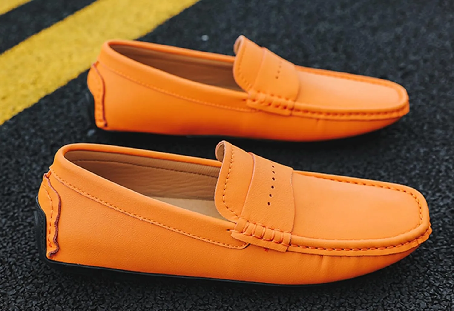 Minishion Boys Mens Casual Walking Loafers with Rubber Sole Comfort Driving Moccasins Shoes YY003