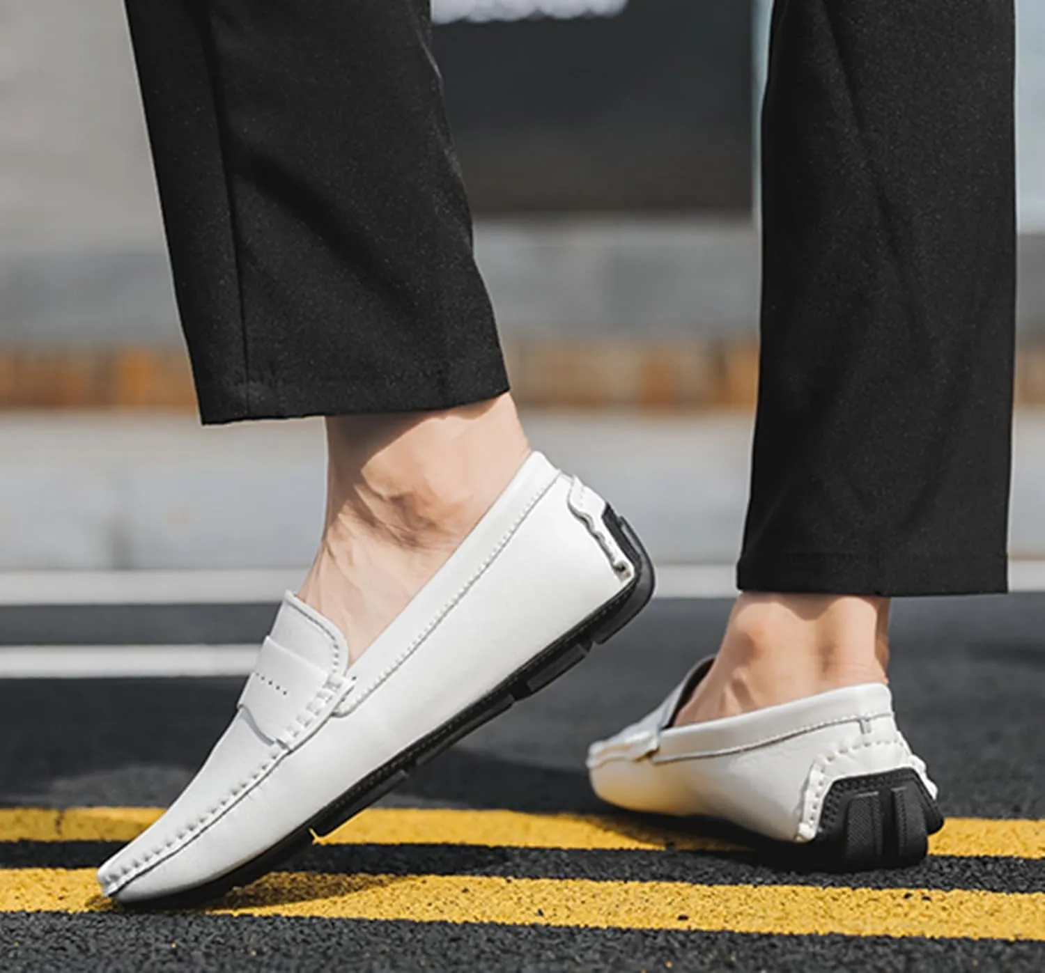 Minishion Boys Mens Casual Walking Loafers with Rubber Sole Comfort Driving Moccasins Shoes YY003