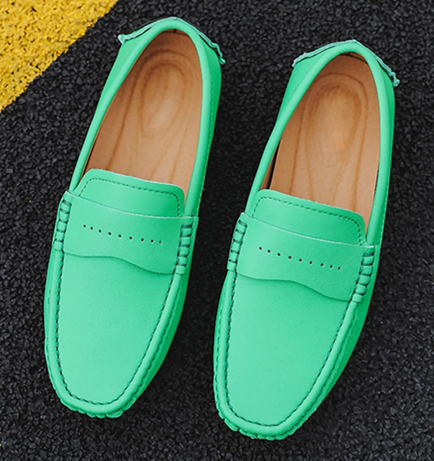 Minishion Boys Mens Casual Walking Loafers with Rubber Sole Comfort Driving Moccasins Shoes YY003